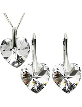 18 Farb ✔ Varianten - Set Ohrringe-Anhänger mit Haare Schutz! M3crystal mit Herz Kristallen von Swarovski ® Herz...