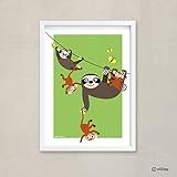 Poster FAULTIERE & AFFEN Tierposter Illustration Plakat Kinderzimmer Design