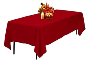 Kapwall Red Table Cloth - 60X84Inch (152X213cm) Polyester Rectangle tablecloth, For 4 Foot Table In Washable Stain and Wrinkle Resistant, christmas tablecloth for Dining, Buffet Parties and Picnic.