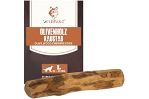 Wildfang® Olivenholz für Hunde, Größe L – robuste Kau-Sticks für Starke Kauer, Welpen-Kauspielzeuge zur Zahnung, Training der Kaumuskulatur, Olivenholz-Kaustab für Hunde (über 25kg)