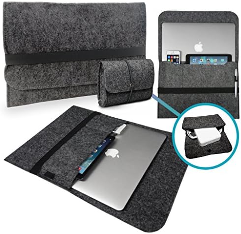 LOVE MY CASE / MacBook Laptop Felt DARK GREY Sleeve with matching CHARGER Carrying Case, Cover, Bag for 15-inch Apple MacBook Pro with Touch Bar