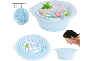 RICKMASK Face Ice Bath Bowl: Silikon Faltbares Gesichts Eisbad Schüssel, Gesichtsschale für Eis mit Eingebautem Eisfach - Portable Face Ice Bath Water Chiller für Reduzierung von Schwellungen, Porenschrumpfung
