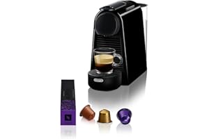 De'Longhi Nespresso Essenza Mini EN85.B, Machine à Café Automatique, Machine à Capsules pour une Seule Tasse, Ensemble de Bienvenue Inclus, Design Compact, Pression 19 Bar, 1150W, Noir Piano