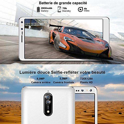 Smartphone Pas Cher Telephone Portable debloqu Double Sim 4G Android 7 0 5 5 Pouces 18 9 Double HD Cam ra 1280 720 IPS cran 16Go ROM 2800mAh 1 3GHz Quad-Core T l phone D bloqu Blanc Smartphone Pas Cher Telephone Portable debloqu Double Sim 4G Android 7 0 5 5 Pouces 18 9 Double HD Cam ra 1280 720 IPS cran 16Go ROM 2800mAh 1 3GHz Quad-Core T l phone D bloqu Blanc