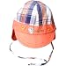 Baby Boys Checkered Summer Sun Hat Cap with Ear Flaps (New Born (42cm), Orange)