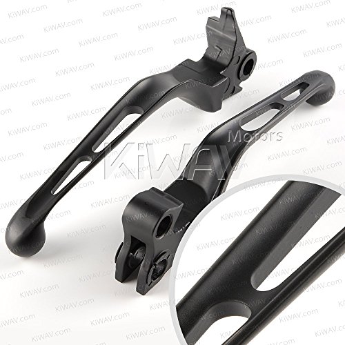 KiWAV Slotted cut Ergonomic hand control levers matt black for Harley Davidson