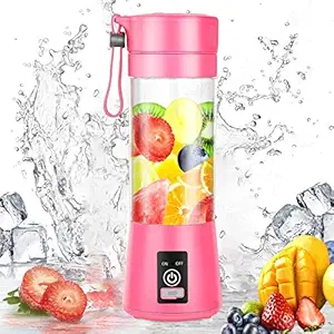BALOORY Portable blender Personal 4 Blades Juicer Cup Household Fruit Mixer, With Magnetic Secure Switch, Usb Charger Cable 380ML (Multicolour)