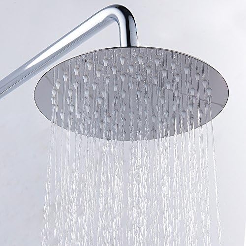 12inch Rainfall Shower Head High Pressure Saving Water Swivel Joint Round Sprayer (12Inch)