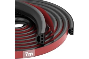 ORMEIN Black Rubber Weather Stripping Door Seal Strip, Self-Adhesive D-Shape Window Seal Strip, Draught Excluder for Doors Window Insulation Soundproof, for Stopping Drafts and Saving Energy (7M,Black)