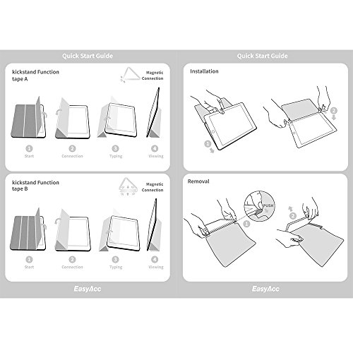 Samsung Galaxy Tab A (2016) 10.1 Hülle, EasyAcc Samsung Galaxy Tab A 10.1 T580N/ T585N Case Schutzhülle Hochwertiges PU Leder Etui – mit Automatischem Schlaf Funktion und Standfunktion (Grau, Kunstleder, Ultra Dünn) - 9