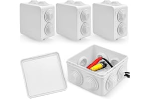 SCHYIDA 4 Stück Abzweigdose Wasserdicht IP55 Abzweigkasten Außen Verteilerdose 85 * 85 * 50mm Weiß Kabelverbinder Verbindungsdose aus ABS Außenverteilerdose für Kabel, M25 Kabelverschraubung