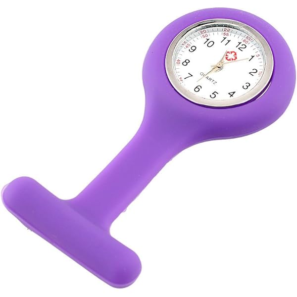 Boolavard TM Orologio Da Infermiere In Silicone Con Spilla - Orologio Tascabile VIOLA - Foto 4