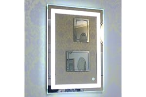 Drumm LED Espejo de Baño,60 x 80 cm Espejo de baño con iluminación,Espejo con Interruptor táctil,Espejo de tocador montado en la Pared(6500k Blanco frío)