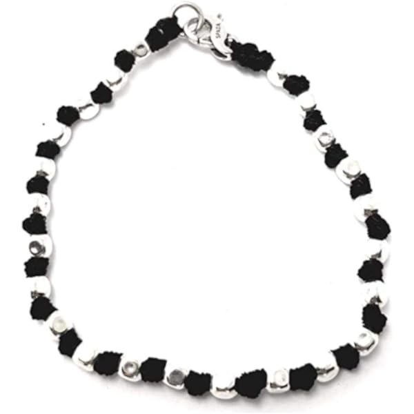 Bracciale Spadarella Unisex In Argento 925 E Cotone Nautico | Fatto A Mano In Italia | Lunghezza 19 Cm