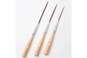 Fuumuui 3PCS Long Liner Brush with UK Design Patent - Natural Ox Hair for Watercolor, Gouache, Ink & Acrylics - Detailing Artist Tool