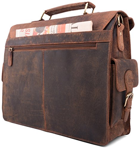 LEABAGS Dayton Aktentasche aus echtem B  ffel-Leder im Vintage Look - Rouge