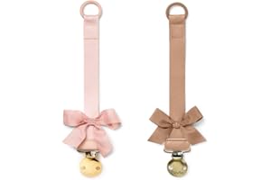 Elodie Details Confezione da 2 Catenelle Porta Ciuccio in Tessuto e Clip in Acciaio Inossidabile, per Bimbo e Bimba, Anello Universale in Silicone - Powder Pink/Soft Terracotta
