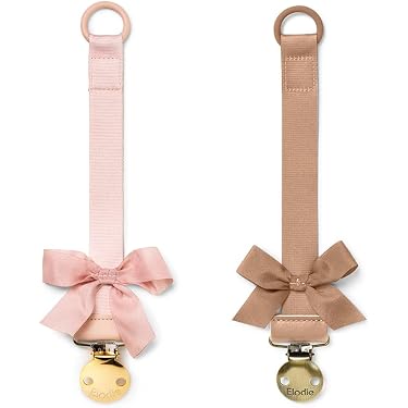 Baby Schnullerkette Set 2 Stück Mit Holzclip & 2 Schnullerringen – Weiche Baumwollkette Für Jungen & Mädchen