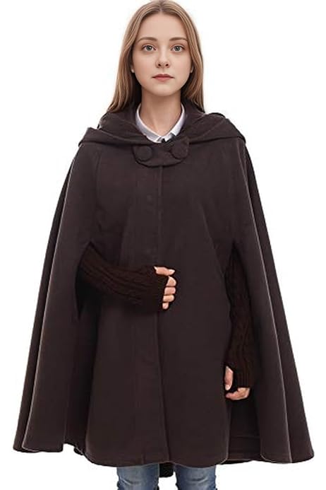 Poncho Manteau Femme Élégant à Double Boutonnage - Col Revers Et Poches - Style Cape Chic