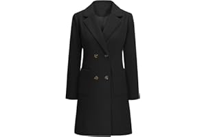 Yuson Girl Wintermantel Damen Langer Wollmantel Herbst Winter Klassischem Revers Coat Warmer Übergangsmantel Elegant Kurzmantel Einfarbig Jacke Outwear mit Doppelreihigen Knöpfen