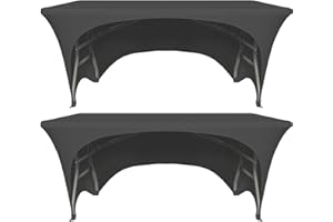 ZeriTlolen Mantel Rectangular, Lavable, Mantel Estirable, Banquete, Boda, Fiesta, Vacaciones, Eventos, 183 x 76 x 76 cm, Negro, Paquete de 2