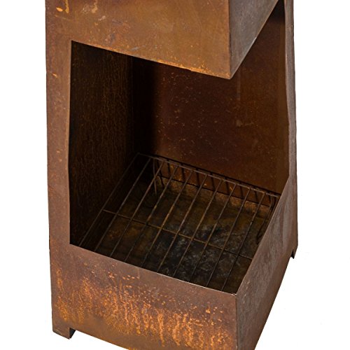 Feuerstelle Gartenkamin Metall Rost-Optik Höhe 100 CM - 2