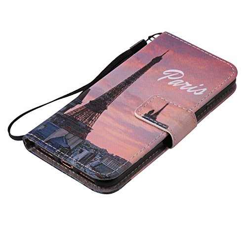Feeltech iPhone 7 Hülle PU-Leder und Brieftasche Bunte Muster Fall mit Magnetverschluss, Hybrid-Kickstand mit Stand-Funktion, schlagen Sie schützende weiche TPU Stoßstangenabdeckung und Kreditkartenhalter für iPhone 7 Handgelenk Bügel-Buch-Art-Geldbeutel-Tasche mit 2 In 1 Berühren Sie Stift – Turm - 6