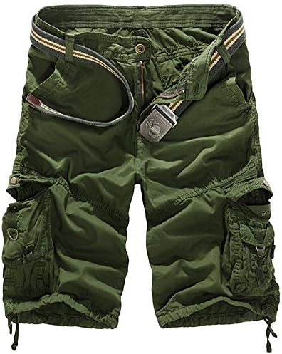 Mochoose Men's Summer Casual Camouflage Cotton Twill Cargo Shorts Multi Pockets Outdoor Wear Pants(Army Green,34)
