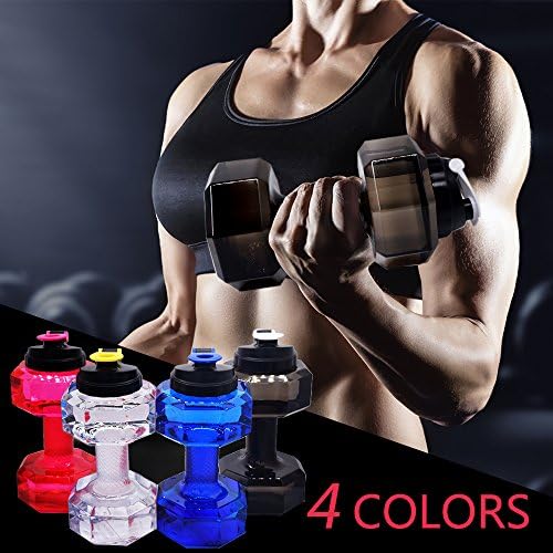 2.2l Big Capacity Dumbbell Shape Sports Water Bottle Hydrate Drinking Bottle Tank Jug Container by Shineshin Workout Fitness BPA Free Leakproof for Bodybuilding Outdoor Sports Gym Workout Hiking &amp; Office…