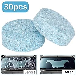 Wemk 30Pcs Liquido lavavetri Pastiglie Effervescenti, Car Parabrezza Pulizia Accessori per Auto Detergente per vetri Auto Solid Wiper, Rispetto dell'ambiente, Risparmiare