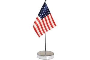 QSUM Bandera de Mesa de los Estados Unidos 9 "x 6" - Americana Banderina de Despacho Contiene Bandera de Mesa Palo y Pedestal - USA