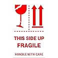 Rubik 250 Fragile Label Stickers for Safe Shipping, Red Fragile This Side Up Handle With Care Shipping Box Warning Stickers Label (Style F - 9 x 5 cm)