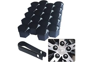 senvenelec 20 Pcs Wagen Universal 17mm Kunststoff Nut Abdeckkappe Schraube Auto Mutter Covers Bolt Radkappen, Radschrauben 17mm Radmuttern Kappen.mit 1 stück Abziehhaken (Bright Black).