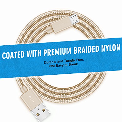 Micro USB Kabel  2-Pack  2m  GlobaLink USB 2 0 Ladekabel Nylon - Lebenslange Garantieserie - f  r Android  Samsung  HTC  Sony  Nexus und mehr - Gold