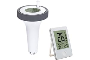 Longzhuo Wireless Floating Pool Thermometer - Digital Temperature Monitor for Spa & Bath, Swimming Pool Water Sensor with LCD Display, Hot Tub Gauge for Jacuzzi Bathtub Fish Tank (White)