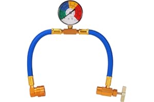 IGRARK R134A Klimaanlage Kältemittel Aufladeschlauch, Schlauch mit Manometer zum Auffüllen von Klimaflüssigkeit, Schnellkupplung für Auto Klimaanlage Kältemittel, 1/2 Gewinde für Europa