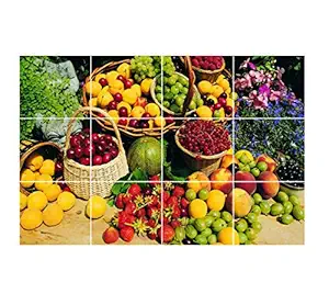 Decor Kafe Waterproof Kitchen Fresh Fruits Wall Sticker Wallpaper/Wall Sticker Multicolour - Kitchen Wall Coverings Area (61Cm X92Cm)