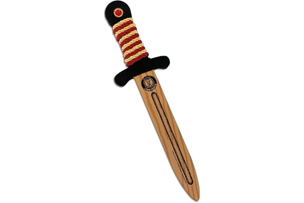Liontouch - Épée WoodyLion, Or/Rouge - Petite Taille, 3-6 Ans | Poignard en Mousse avec Pierre Précieuse pour Garçons et Filles | Accessoire d'Arme Sûre pour Jouer, S'habiller et Se Déguiser