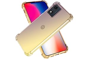 PIXFAB For Motorola E13 Clear Case, Shockproof [Ultra Slim] Scratch Resistant Gel Rubber Silicone [Protective Case] Gradient Phone Cover For Motorola Moto E13 - Black/Gold