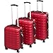 Produktbild TecTake 3 teiliges ABS Reisekofferset Trolley Hartschalenkoffer | 4 Rollen 360 Grad - diverse Farben (Weinrot | Nr. 402670)