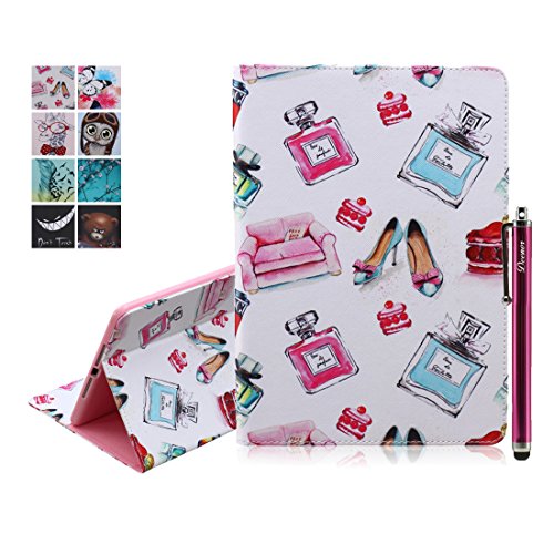 iPad Air Hülle, Deenor Bunt Painting und Stilvoll Brieftasche Tasche PU Leder Flip Protective Stand Tasche Schutzhülle Hülle für Apple iPad Air (2013 Version).[Perfume]