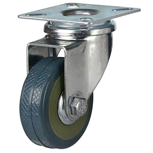 Coldene 4 x Drehstuhlrollen, grau, 50 mm (2 x Standard, 2 x mit Bremse), Tragkraft 40 kg pro Rad - 3