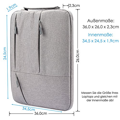 Lebensein Laptophülle Laptoptasche mit Griff für 15-15,4 Zoll Laptops Ultrabooks, 38cm Notebook Schutzhülle Sleeve Speziell für 15,4″ MacBook Pro, Stoßfest, Wasserresistent, Grau - 4