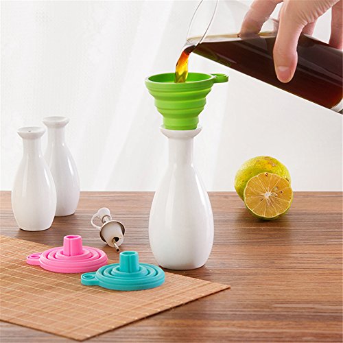 ELINKUME Mini-Silikon Gel praktische faltbare Faltung Funnel Trichter Küchenhelfer (Runde Form) (Grün) - 2