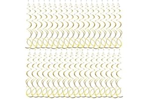 SERWOO (L: 65cm) 36 Stück Spiralen Girlande Hochzeit hängende Spiralen Girlande Banner Hochzeitsdeko Partydeko Deckenhänger Girlande Gold für Hochzeit Party Geburtstag Valentinstag Willkommen Zuhause Deko