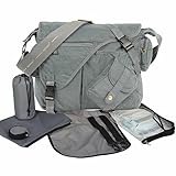 Baby Wickeltasche ELEPHANT Umhängetasche inkl. Wickelmatte, Buggy Fixierung Karabiner, Windelbeutel, Thermo Iso Flaschentasche, Schnuller Etui - Farbe GRAU