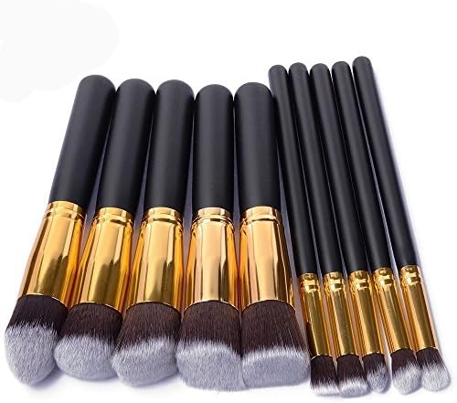 Makeup Brush,10Pcs/Set Wooden Handle Makeup Brush Blending Powder Eyeshadow Contour Concealer Beauty Cosmetic Cheek Brush Portable Tool Kit
