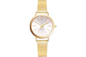 ibasenice Reloj de Pulsera para Mujer, Mujeres de Moda Reloj de Pulsera Banda de Malla Banda Creativo Relojes de Cuarzo Pulsera de Mujer Reloj de Pulsera Montre Femme (Dorado)