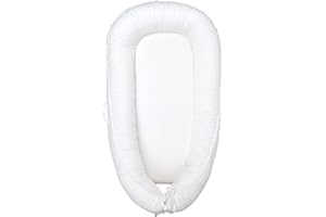 Zeroall Baby Nest Pod Baby Lounger Doublesided Soft Sleeping Cribs Cuddle Pads, 100% Cotton Swaddling Wrap for Newborn & Babies 0-18 Months, 90 * 50cm(White)