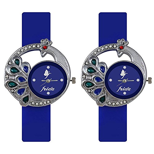 Frida New Latest Designer Blue Color PU Belt Analog Titan Looks Best Offer Deal Classical Combo of 4 Group Watch for Girls,Women Manufacturer: Frida